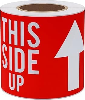 This Side UP Stickers 3×5 Inch Fragile Shipping Handing Warning Labels Suitable for Business Delivery,Warehouse,Factory,Logistics - 100 Stickers Per Roll