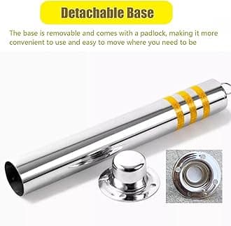 Stainless Steel Parking Bollards for Driveway,Removable Reflective Warning Traffic Delineator Post with Expansion Bolts & Lock, for Streets