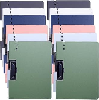 Clipboard - A4 Binder Punchless with Clips, File Folder Clip Boards 8.5x11, Nursing Clipboard for School,Office and Home,Clipboards with Storage for A4 Size or Letter (6 Colors), 12 Pack