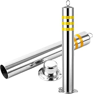Kanduo security bollard 2 pcs Driveway Safety Bollard Stainless Steel Parking Posts For Garage And Parking Reflective Safety Parking Post(800x89mm-2pcs)