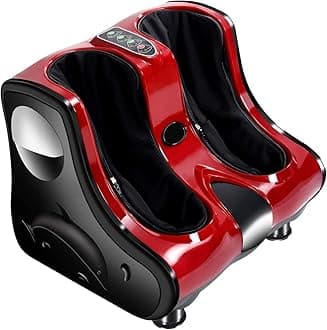ULTIMAX Electric Leg & Foot Massager Electric Foot Calf Leg Massager Shiatsu Kneading Rolling (Standard, RED)