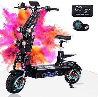 Electric Scooter, Adult high Power Dual Motor Professional Folding Off Road 14inch Fat tire Large Two Wheeled Vehicle,OBARTER X7,8000W 60AH60V,Ideal Condition Speed 56MPH,Range 125 Miles