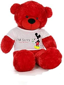 Hug'n'Feel® Soft Toys Big Teddy Bear Wearing I'm Sorry T-Shirt 3 feet Red_T Shirt_ I'm Sorry Plush & Stuffed Toys