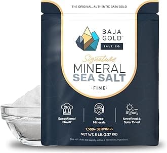 Baja Gold Signature Mineral Sea Salt - Recommended by Gary Brecka - Authentic Fine Grind Salt for Cooking & Baking | Natural Baja Salt for Culinary Uses | Great for Finishing Dishes | 5 lb. Resealable Bag, 1,500+ Servings