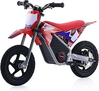 Electric Dirt Bike for Boys Girls Ages 3-6, 150W High Racing Competition Grade Motorcycle, Up to 8MPH 2 Speed Settings Balance Bike, 12IN Off-Road Tires & Advanced Shock Absorption, Red