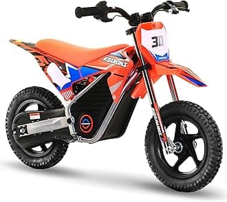 AIII Electric Dirt Bike for Kids 3-7, High Performance Racing Grade Motorcycle, Up to 8MPH, 2 Speed Settings, 12-Inch Off-Road Tires, Rear Disc Brakes & Advanced Shock Absorption, Orange