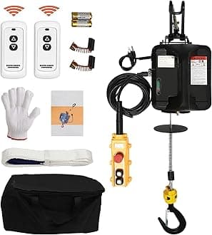 Electric Hoist Winch - 2200LBS - 25FT - 110V - 3 in 1 Electric Hoist Winch - Manual, Wired and Wireless Remote Control - with Lifting Strap (3 in 1-2200LBS - 25FT - Black)
